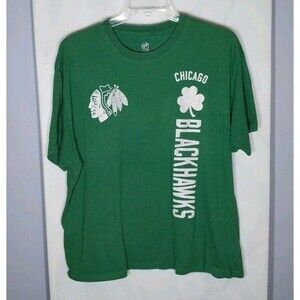 Chicago Blackhawks Tshirt Sz 2X Green NHL Licensed St Patty's Day Clover